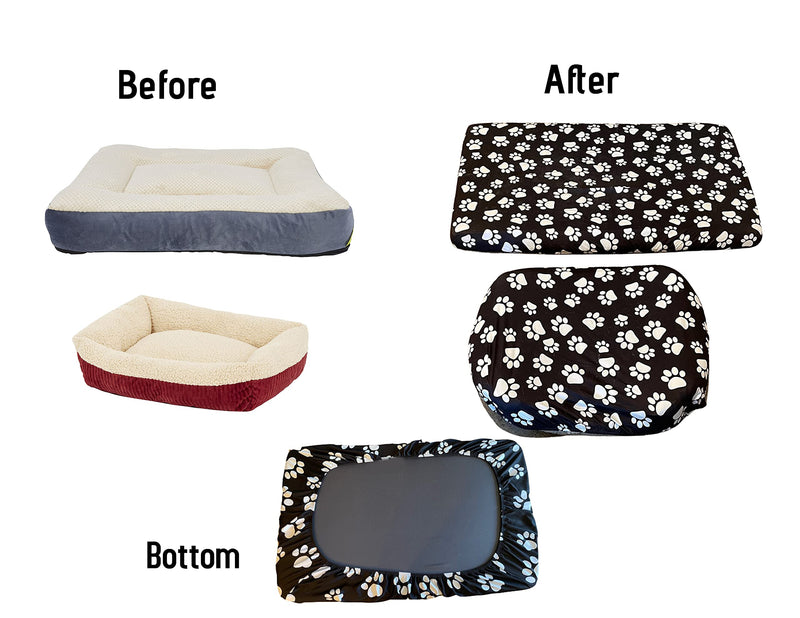 Furever Dog Bed Slipcover-Stretch, Soft Pet Bed Cover-Universal-Easy to Remove (Zipper Free) -Black/Large Large-48"x30"x6" Black - PawsPlanet Australia