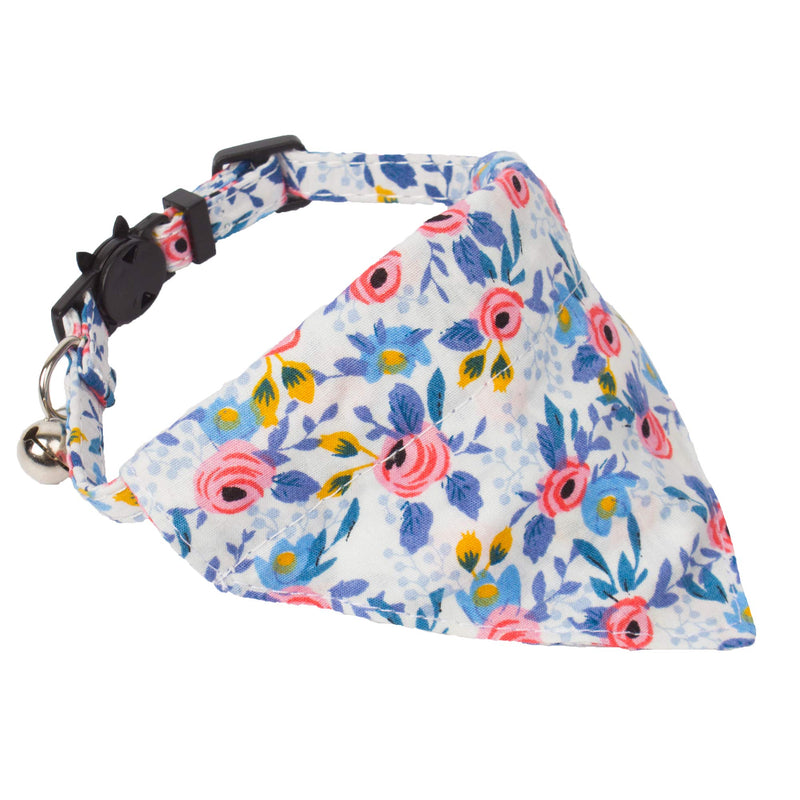 ADOGGYGO Breakaway Cat Collar with Bow Tie Bandana, Kitten Collar with Removable Bowtie Bandana Cute Flower Pattern Cat Bowtie Bandana Collar for Cat Puppy Blue - PawsPlanet Australia