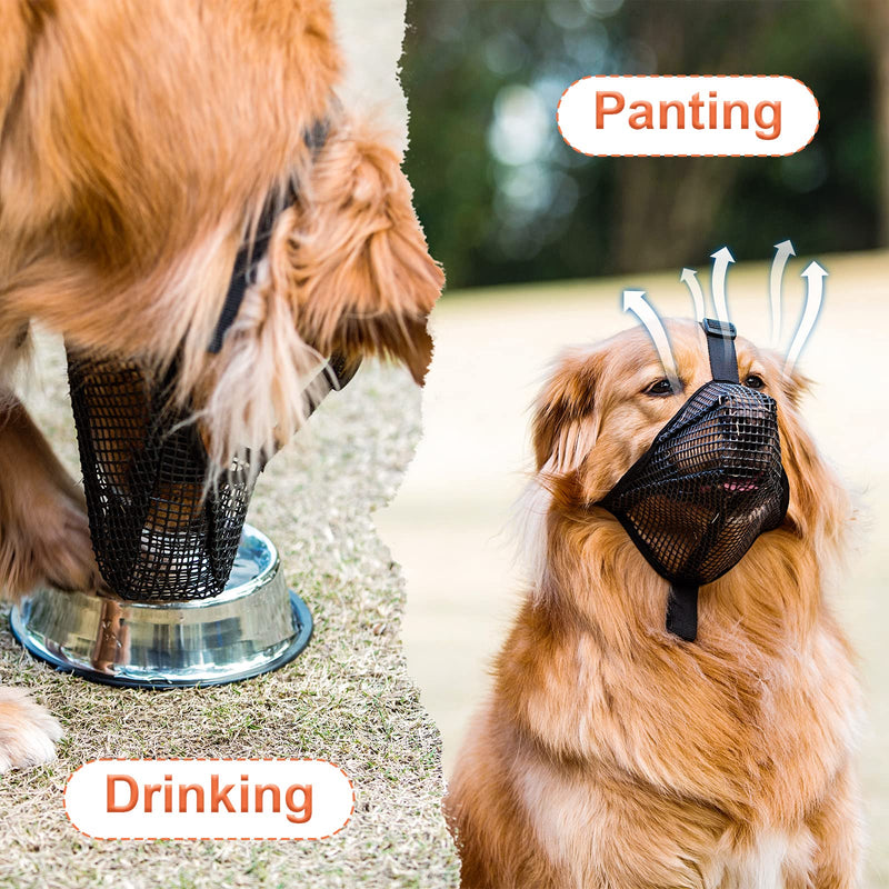 Ohcozzy Soft Mesh Dog Muzzle Won‘t Contact Nose for Small Medium Large Dogs, Allows Panting and Drinking(M,Black) - PawsPlanet Australia