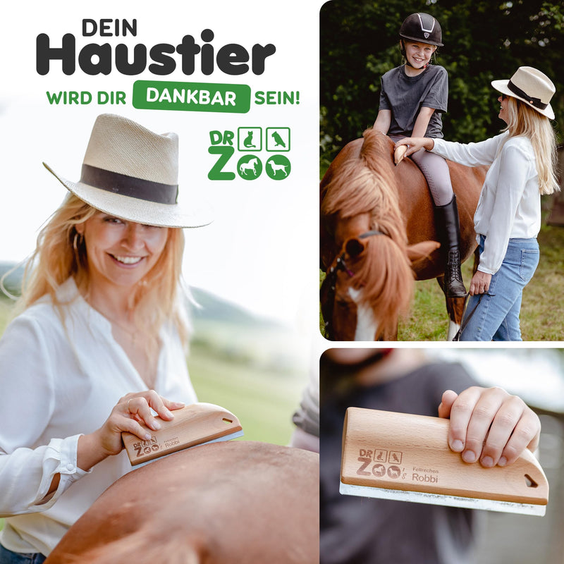 DR Zoo horse curry comb Robbi - the fur change helper for your horse - the best curry comb for horses in fur change wood - PawsPlanet Australia
