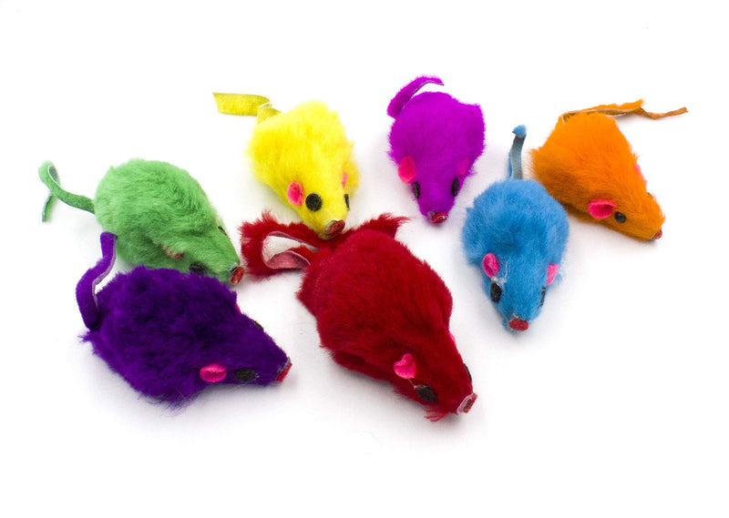 AXEL PETS Colorful 60 Rainbow V2.0 Mice with Catnip and Rattle Sound Made of Real Rabbit Fur Interactive Catch Play Mouse Toy for Feline Cat, Box of 60 Mice - PawsPlanet Australia