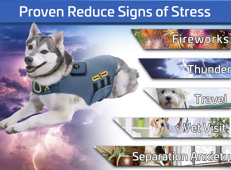 CozyVest 3-in-1 Dog Anxiety Vest Music & Aromatherapy Dog Coat Relaxing Sound & Essential Oil Scent Canine Stress Relief Fireworks Thunder Separation Shirt Jacket Thunderstorm Small [15-25 Lbs] Gray - PawsPlanet Australia