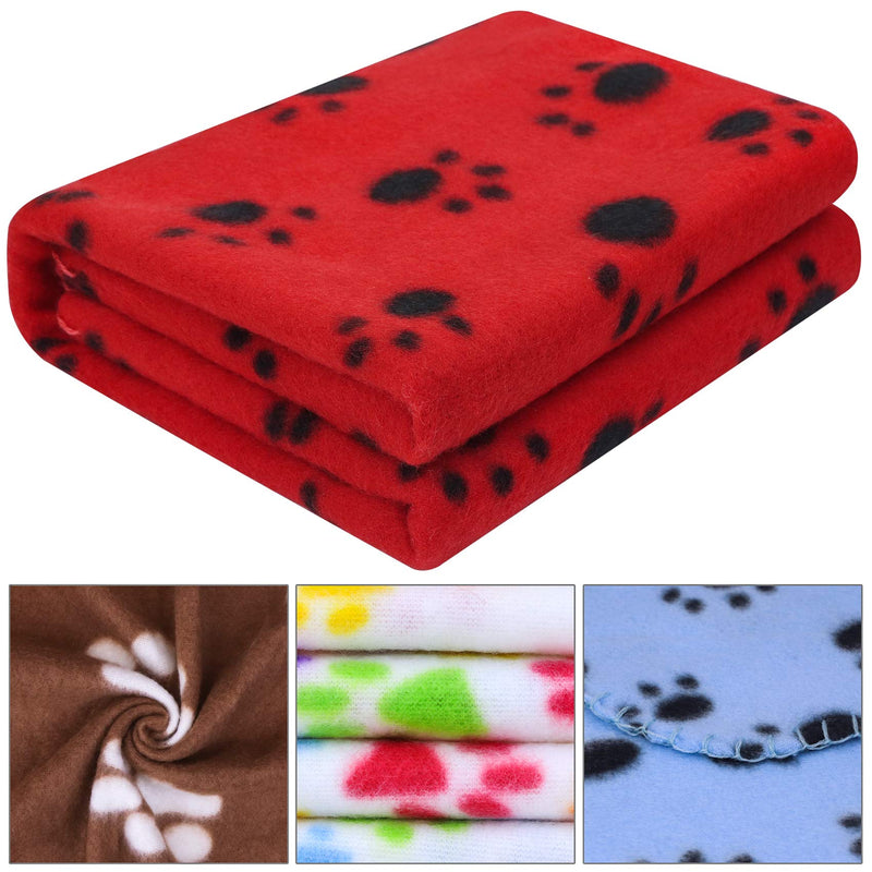 AK KYC 6 Pack Dog Blanket 24"x28" Mixed Blanket for Puppy Cushion Fleece Blankets Dog Cat Pet Sleep Mat Pad Bed Cover with Paw Print Kitten Soft Warm Blanket for Animals 6 pack-B(24x28 inches) - PawsPlanet Australia