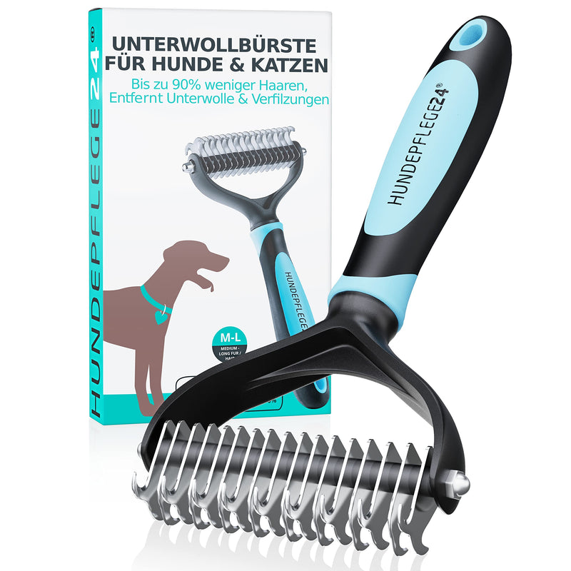 Hundepflege24 dog brush long hair - up to 90% less loose fur, removes undercoat and tangles - for medium-length and long fur - dog brush undercoat as an undercoat brush for dogs and cats - PawsPlanet Australia