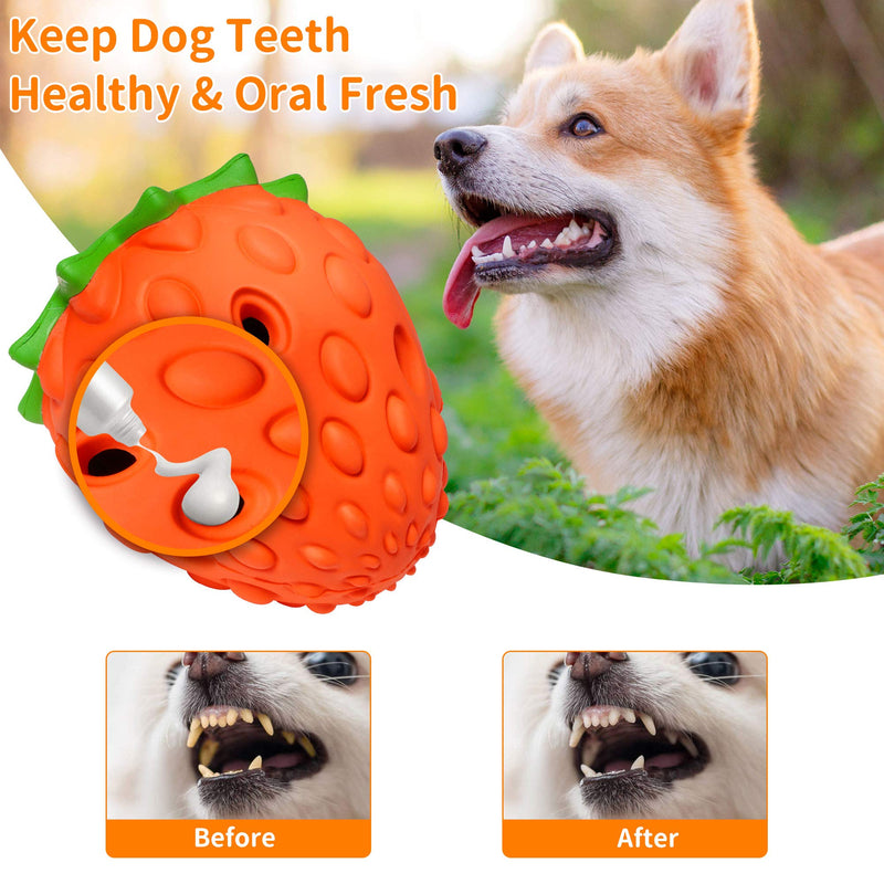PETTOM Durable Dog Toys For Aggressive Chewers Strawberry Outdoor Christmas Toys Indestructible Tough Durable Natural Rubber Teeth Chew Toy - PawsPlanet Australia