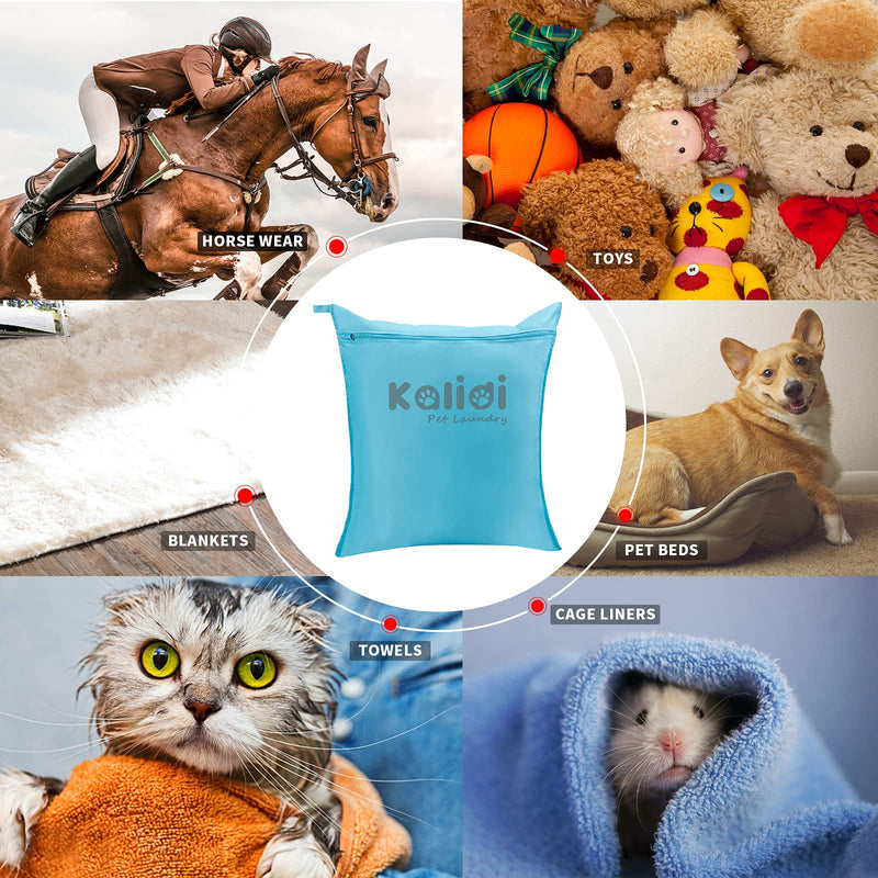 KALIDI Pet Laundry Bag , Laundry Helper Wash Bag Stop Hair Blocking Fleece Cage Liners Pet Beds for Cat Dog Horse Guinea Pigs Rabbits (Kakhi + Sky Blue, Medium + Large) Kakhi + Sky Blue - PawsPlanet Australia