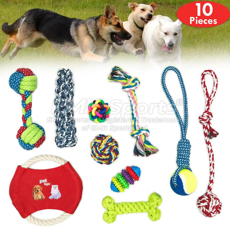 Dog Rope Toys Set, 11 Pieces Of Pet Chew Rope Toys Including Cotton Carrot, Dog Bell Ball, Candy Knot, Corn Cob, Puppy Toys For Small Medium Large Dogs Cats - PawsPlanet Australia