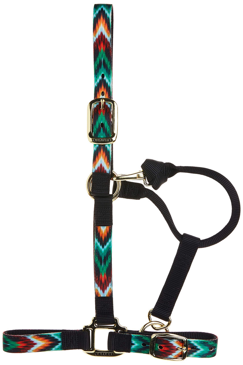 Weaver Leather Adjustable Patterned Nylon Horse Halter Average Horse Black/Multi Chevron - PawsPlanet Australia