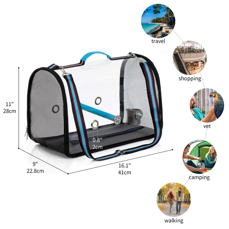 Moloni Bird Carrier Parrot Travel Cage Lightweight and Portable Pets Birds Travel and Vision Bird Cage Blue - PawsPlanet Australia