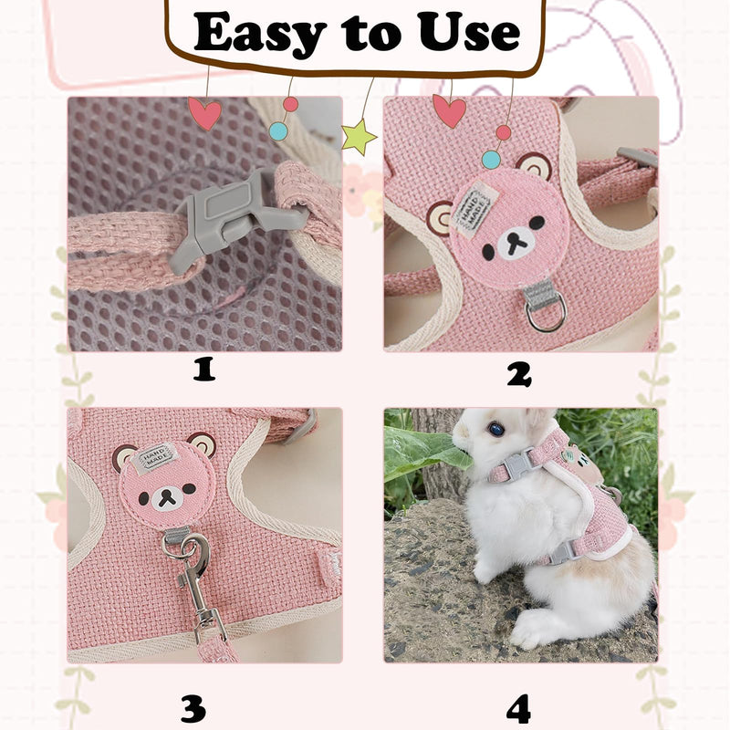 Rabbit Leash Dwarf Rabbit, Pack of 2 Adjustable Leash for Rabbits, Breathable Vest Harness, Rabbit Harness, Rabbit Harness, Rabbit Harness for Small Animals, Rabbit, Hamster, Cat, Outdoor - PawsPlanet Australia
