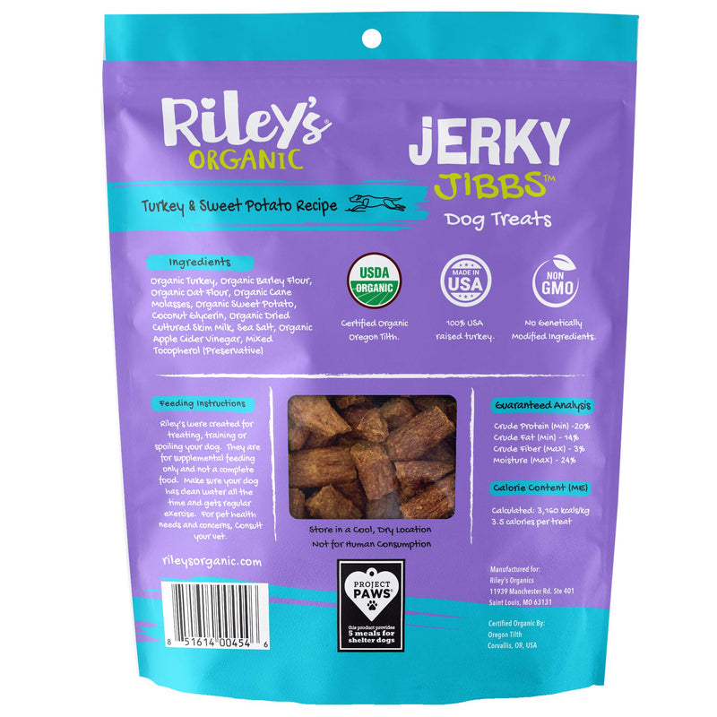 Riley's Organic Dog Training Treats - Dog Jerky Treats - Bite Sized Soft Jerky Treats for Dogs - Great for Small & Large Breeds - Jibbs - 5 oz Turkey & Sweet Potato - PawsPlanet Australia