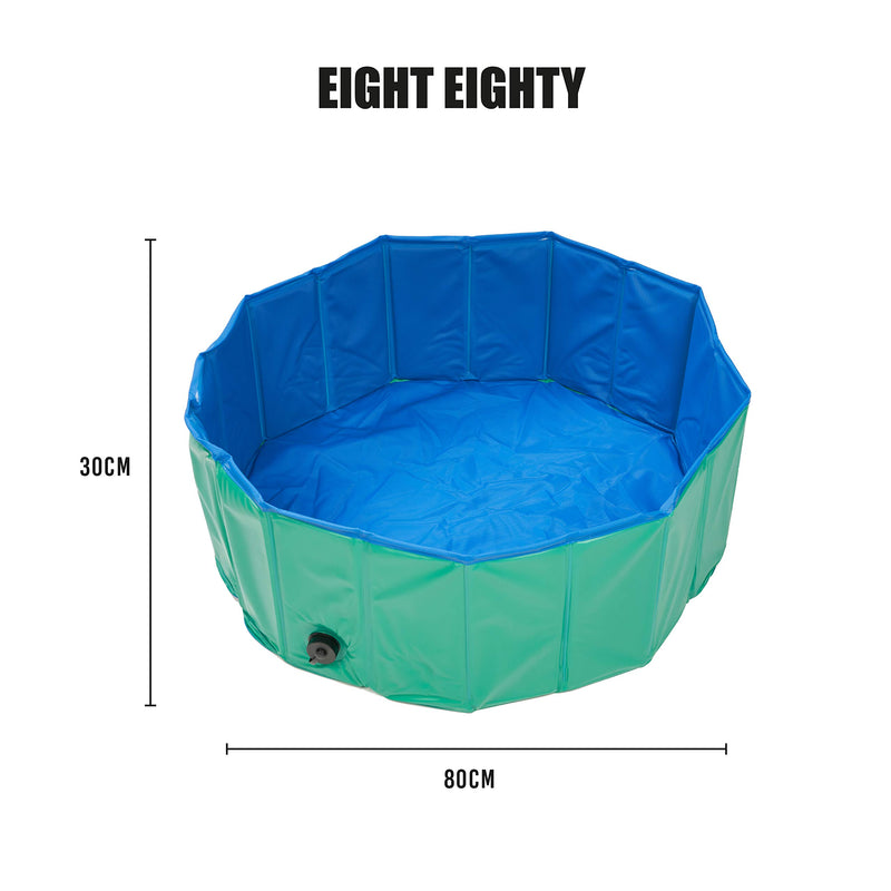 Pet Mania - Medium Green Foldable Pet Swimming Paddling Pool for Dogs - 80x30cm - PawsPlanet Australia