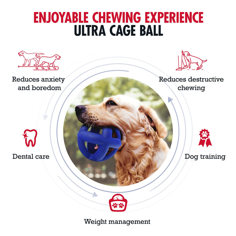 Tuff Pupper SuperChewy Tough Dog Cage Ball Toy | Strong natural rubber | Great fetch toy for dogs | Ultra durable chew toy | For Large Breeds Cage Ball Large - 4 inches / 8.5 oz - PawsPlanet Australia
