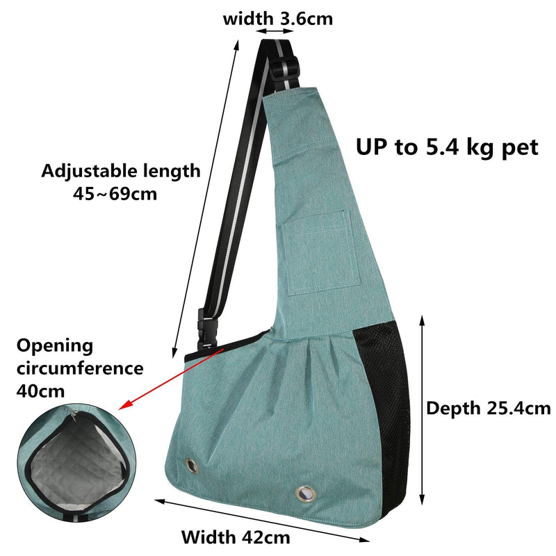 SLSON Pet Sling Bag Puppy Carrier Sling Hands-free Dog Cat Carrier Bag With Adjustable Shoulder Strap Suitable for Outdoor Walking, Comes with Collapsible Dog Bowl, Green - PawsPlanet Australia