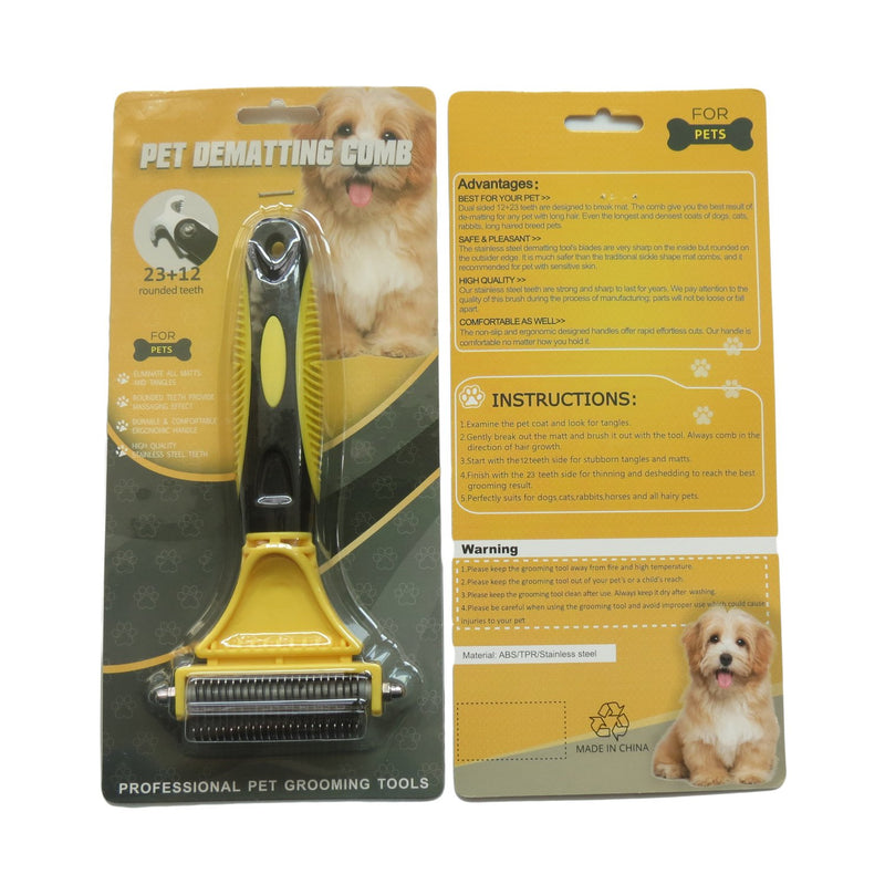 [Australia] - PetOnly Pet Dematting Tool Comb with 2 Sided Professional Grooming Rake for Dogs and Cats Removes Loose Undercoat, Mats and Tangled Hair- Great Grooming Tool for Brushing, Dematting and Deshedding 