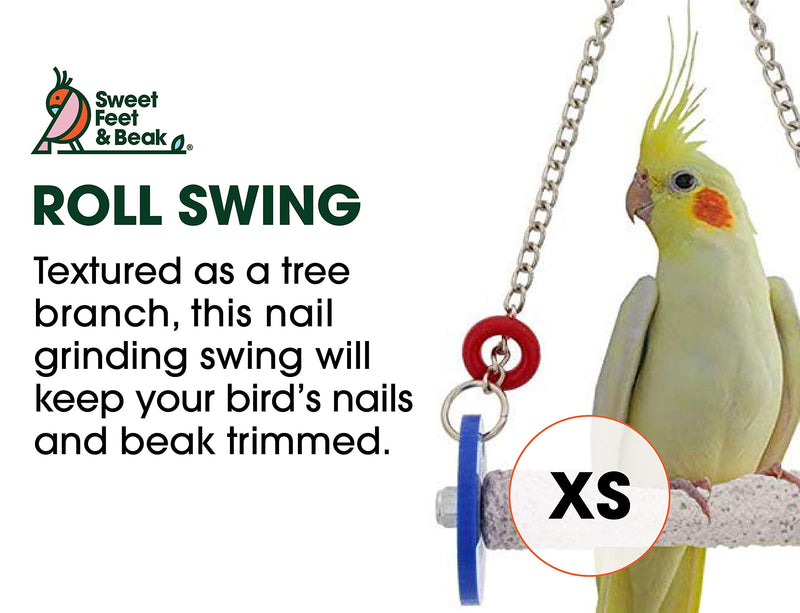 [Australia] - Sweet Feet and Beak Safety Roll Swing Bird Toy - Features - Trims Nails and Beak Like Pet Grooming Clippers - Promotes Healthy Feet - Safe, Non-Toxic Bird Supplies for Bird Cages X-Small Blue 