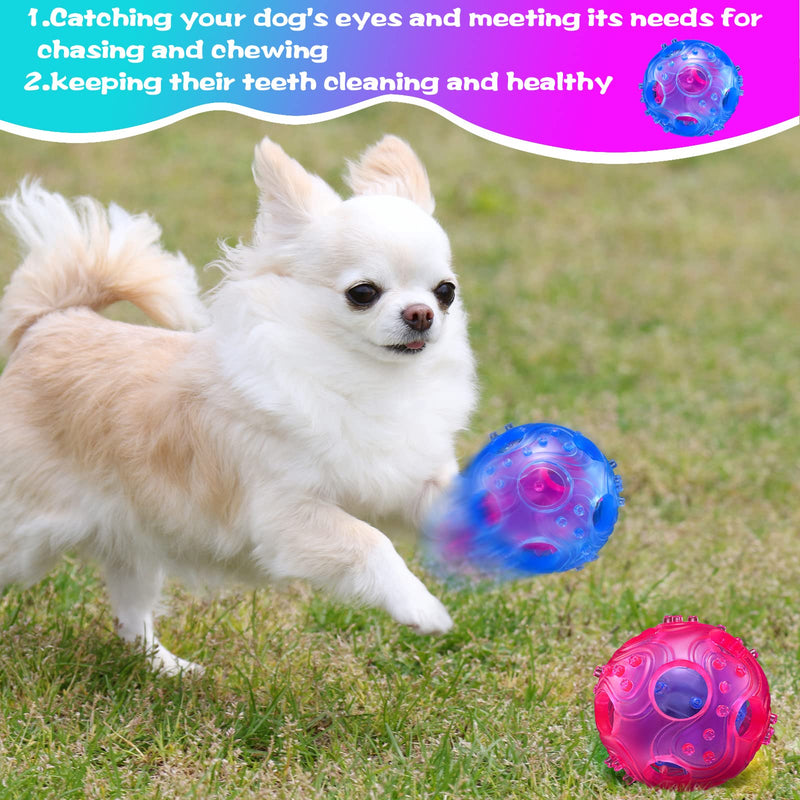 2 Pieces Spiny Light Up Ball Dog Toy LED Glowing Pet Spiky Ball Flashing Elastic Ball Pet Color Molar Ball Interactive Food Treat Dispensing Dog Toys for Pet Cats Dogs Chewing Teeth Cleaning, 2.4 Inch - PawsPlanet Australia