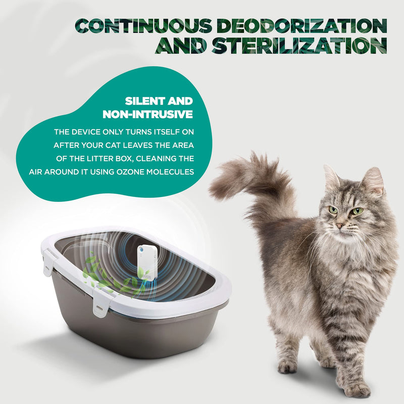 PET SOLE Cat Litter Deodorizer – Smart Litter Box Deodorizer with Auto On/Off Function – Battery-Powered Cat Litter Odor Eliminator – Odor and Dust Neutralizer with Adhesive Back Sticker - PawsPlanet Australia