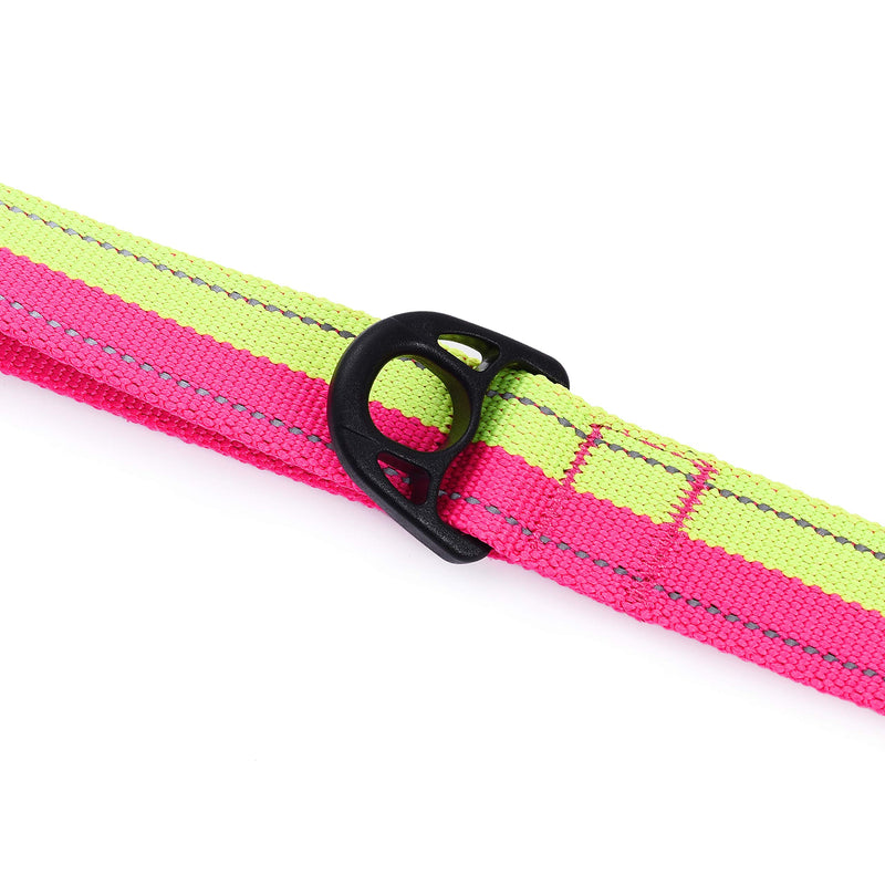 [Australia] - Mile High Life | Bungee Dog Leash | Gentle Pull Training Lead | Soft Comfort Texture | 3-5 Feet | for Dogs/Cats Under 20 lb (6 Colors) Lime/Pink 