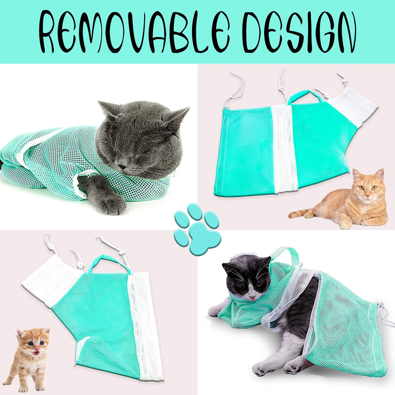 Cat Washing Bag for Bathing Removable Adjustable Suitable Small-Large Cat Breathable Cat Grooming Bag for Nail Trimming - PawsPlanet Australia