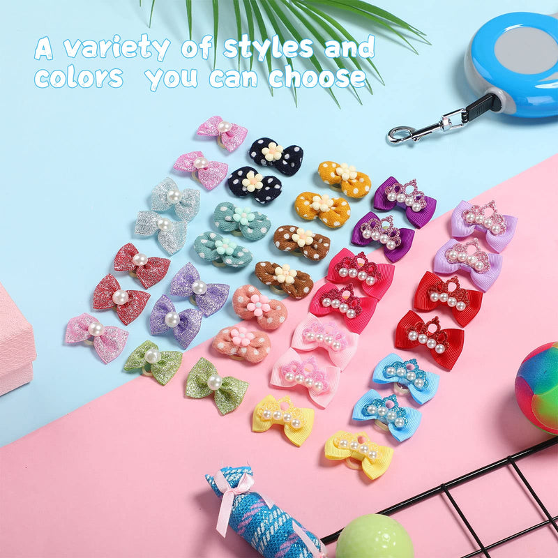 36 Pcs Dog Bows, 15 Pairs Dog Puppy Hair Bows with Rubber Bands for Dogs Puppy Rubber Bands Dog Hair Accessories Cute Small Dog Hair Bowknot for Doggie Doggy PET Puppies Small Medium Large Girl Hair - PawsPlanet Australia
