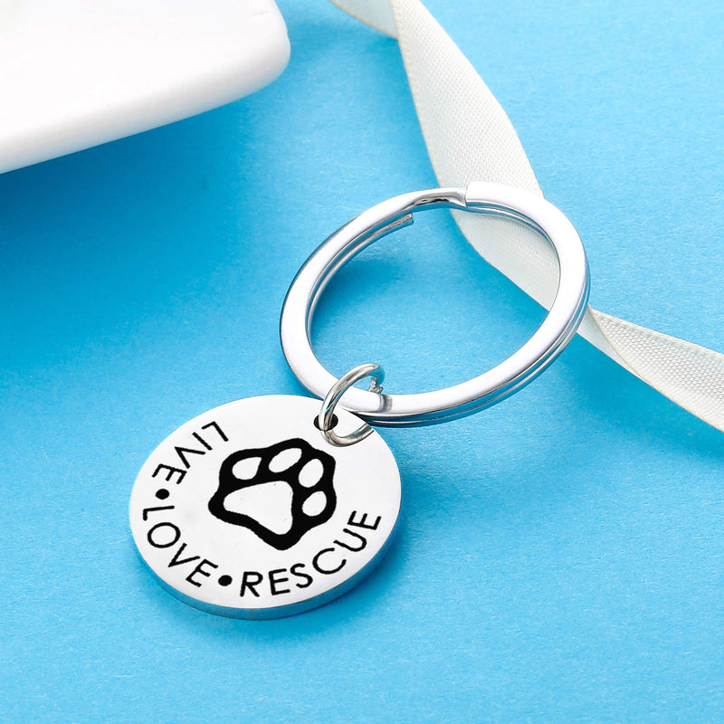 Animal Rescue Gifts Live Love Rescue Keyring Paw Print Keyring for Dog or Cat Owners Dog Key Ring Dog Cat Lovers Keychain Gifts Pet Owner Keyring (Live Love Rescue) - PawsPlanet Australia