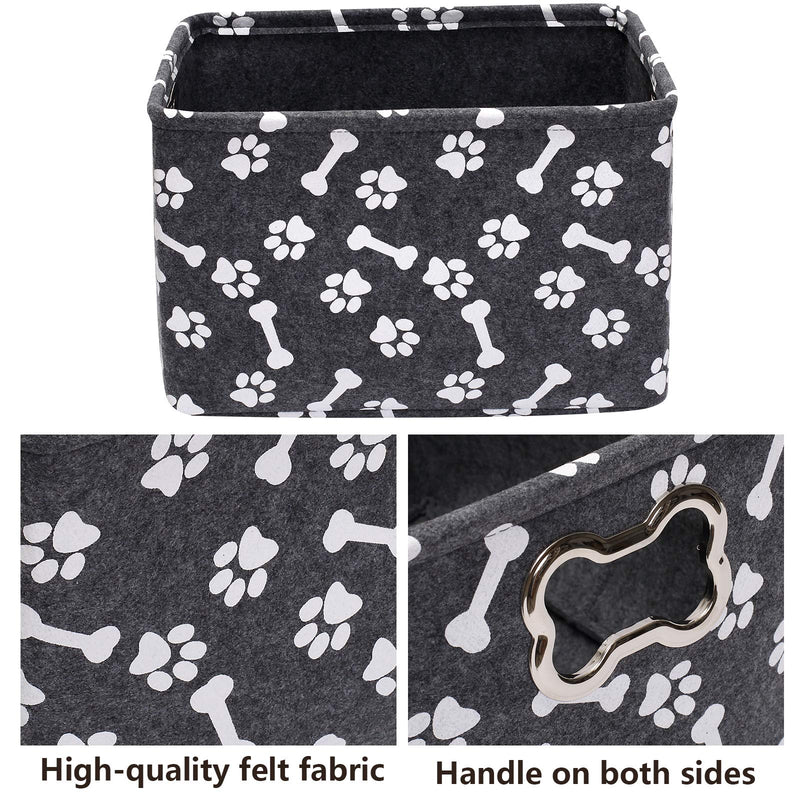 Brabtod Foldable Fabric Felt Storage Bins with Handles, Pet Supplies Storage for organizing pet Toys, Blankets, leashes and Food-Gray Gray - PawsPlanet Australia
