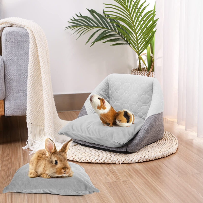 VavoPaw Guinea Pig Bed, 3-in-1 Small Animal Pets Houses Habitats Beds Warm Bunny Hideout Cave Accessory for Small Pets Hamster Chinchilla Ferret Rabbit Hedgehog Squirrel Gray - PawsPlanet Australia