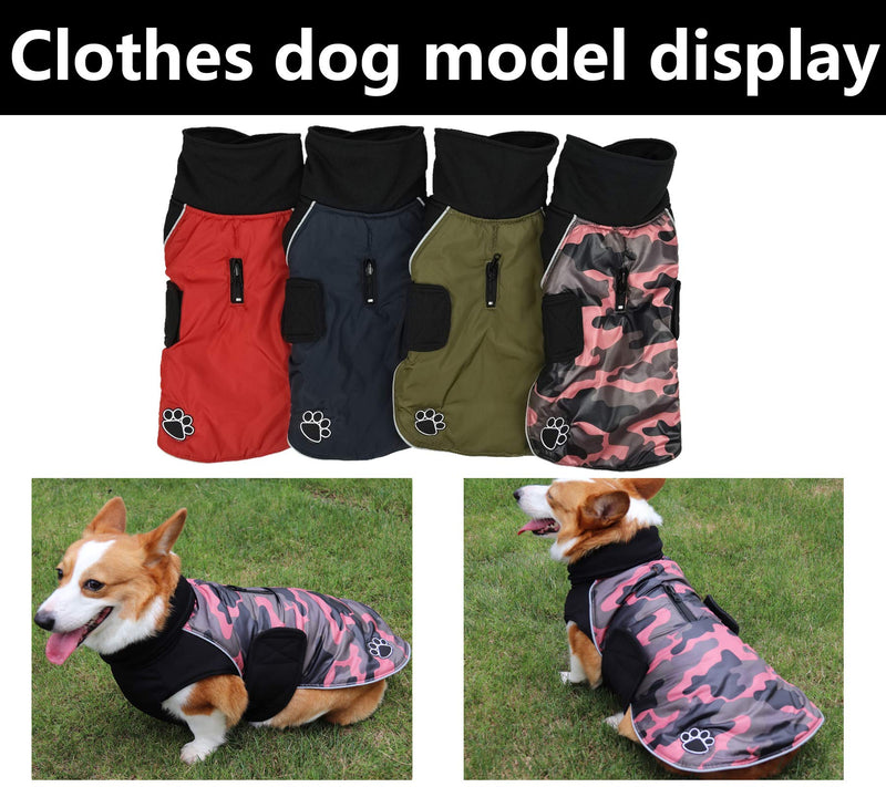 Ctomche Waterproof Dog coat,Windproof Winter Clothes,Reversible Outdoor Sport Dog Jacket Winter Warm for Small Medium Dogs with Harness Hole Pink camouflage-XL X-Large (Length: 51CM) - PawsPlanet Australia