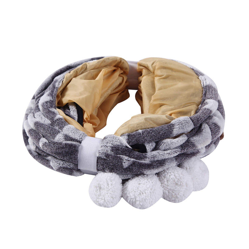 LUCKITTY Cat Plush Tunnel Toy with Ball for Cat Kitten Dog Rabbit 47.2Inch/120Cm Grey - PawsPlanet Australia