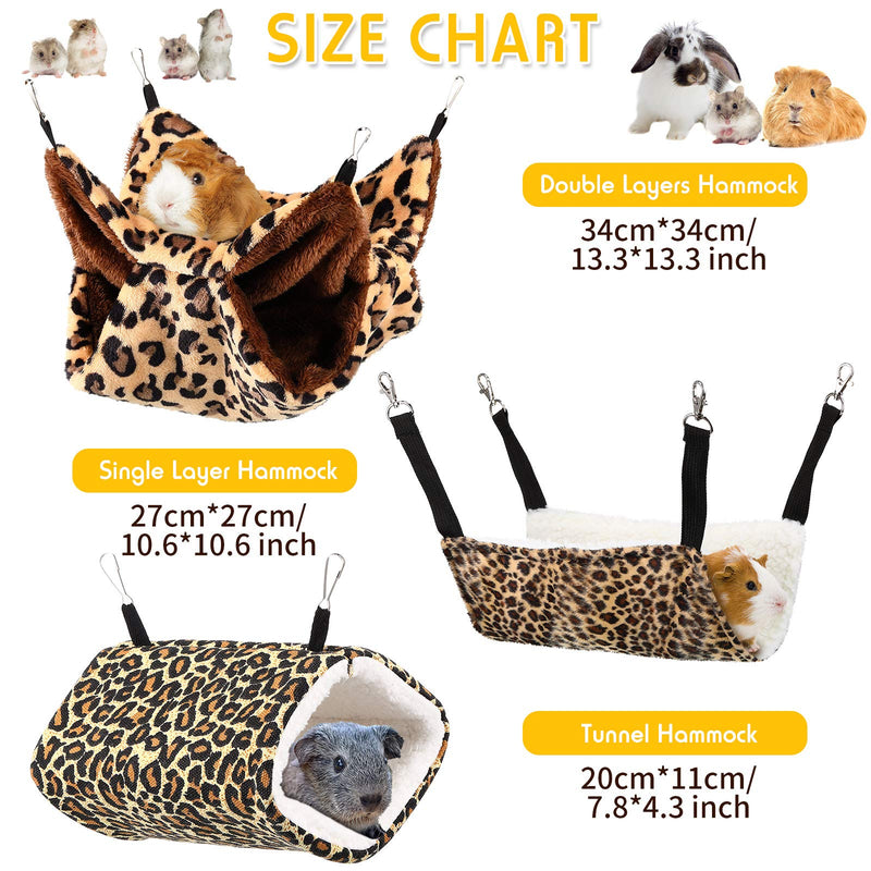 Boao 3 Pieces Small Pet Cage Hammock Rat Hammock Bed Small Animal Hanging Hammock Hanging Tunnel Cage Leopard Hammock Bed Nest Sleeper for Hamster Ferret Small Animals - PawsPlanet Australia