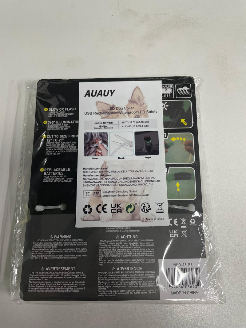 AUAUY LED light collar dog, USB rechargeable length adjustable pet safety collar, cuttable waterproof light collar for dogs and cats, 3 modes (green) green-universal - PawsPlanet Australia