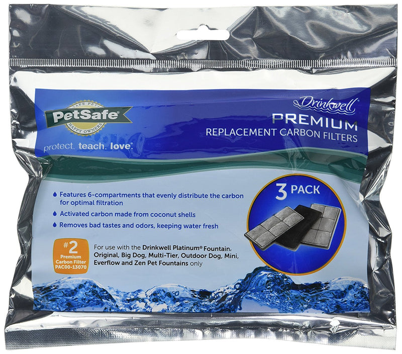 PetSafe Drinkwell Replacement Premium Carbon Filters Dog and Cat Water Fountains, Fresh Filtered Water, Available in 3-Pack - PAC00-13070, 6-Pack, 9-Pack, 12-Pack Pack of 3 - PawsPlanet Australia