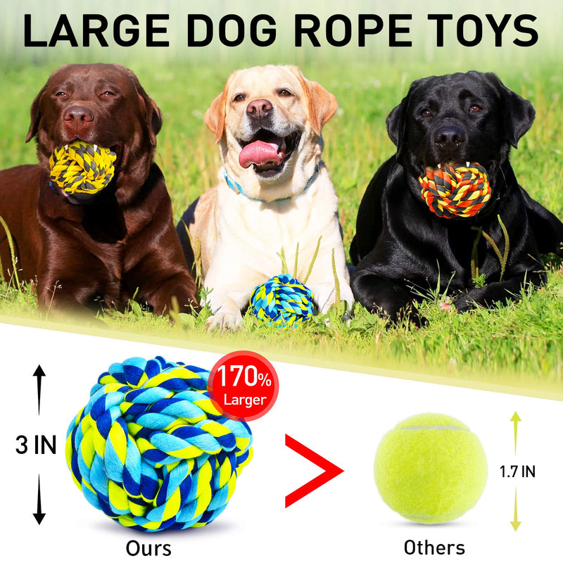 XL Dog Chew Toys for Aggressive Chewers, Dog Balls for Large Dogs, Heavy Duty Dog Toys with Tough Twisted, Dental Cotton Dog Rope Toy for Medium Dogs, 6 Pack Indestructible Puppy Teething Chew Toy - PawsPlanet Australia