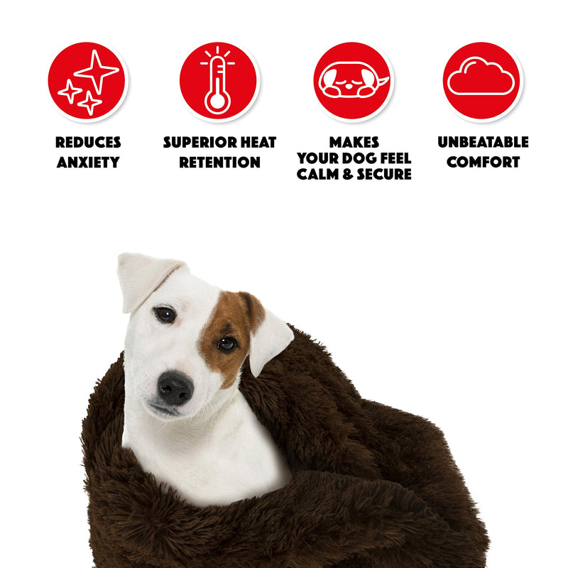 [Australia] - The Dog’s Blanket Sound Sleep Original Blanket, Premium Quality Calming, Anti-Anxiety Snuggler Blankets Large Blanket (28x42") Chocolate Brown Faux Fur 