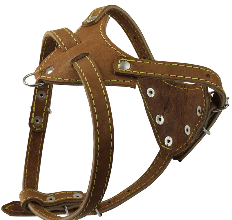 [Australia] - Brown Genuine Leather Dog Harness, 16.5"-20" Chest Size, 1/2" Wide 