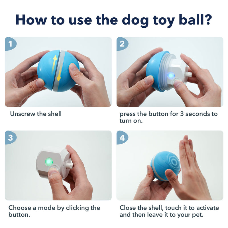 Cheerble Dog Ball Toy Interactive & Automatic Ball, Self-Propelling Ball for Dogs, 3 Interactive Motions Smart Robotic Indoor Pet Toy, USB Rechargeable Toy for Small Medium Large Dogs (Not for Aggressive Chewers), Stimulate Your Pet's Instinct Blue - PawsPlanet Australia