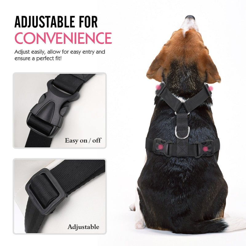 Pawaboo Dog Safety Vest Harness, Pet Car Harness Vehicle Seat Belt with Adjustable Strap and Buckle Clip, Easy Control for Driving Traveling Safety for Small Medium Dogs Cats, Small, BLACK A-Black S (Pack of 1) - PawsPlanet Australia