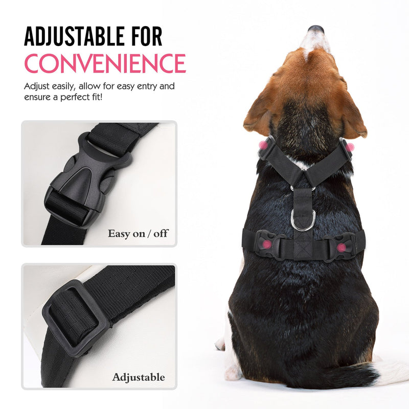 [Australia] - Pawaboo Dog Safety Vest Harness, Pet Car Harness Vehicle Seat Belt with Adjustable Strap and Buckle Clip/Carabiner, Easy Control for Driving Traveling Safety for Small Medium Dogs Cats A-Black 