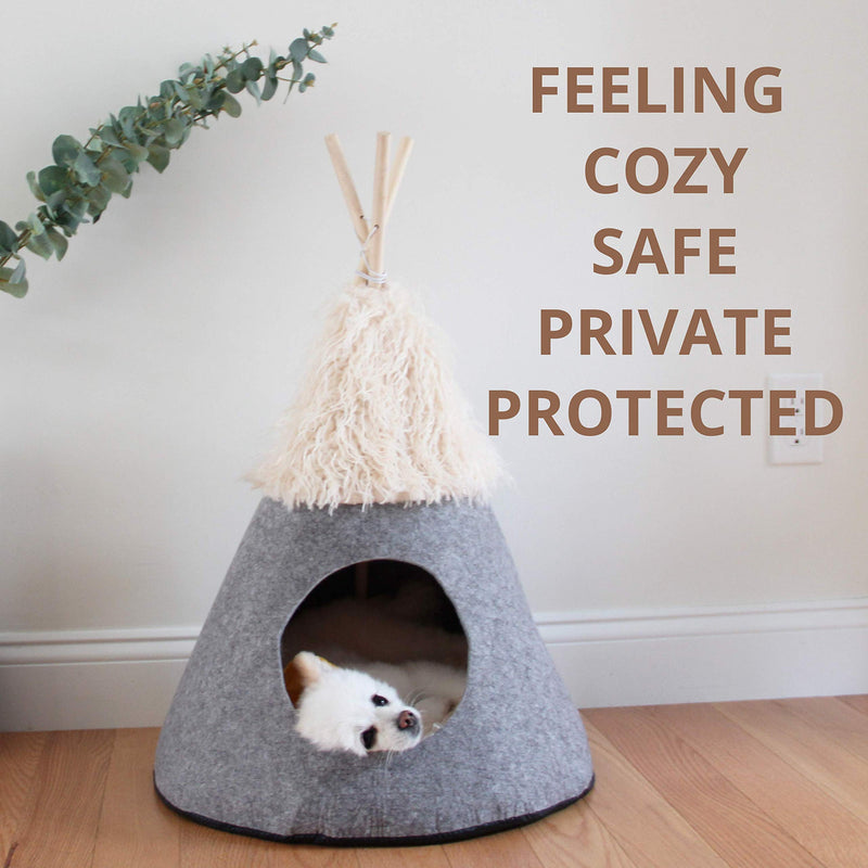 PetnPurr Pet Teepee Tent with Super Plushy Self-Warming Cushion - Cozy Private Cat Cave, Small Dog Bed and Puppy House Small - 12lbs - PawsPlanet Australia
