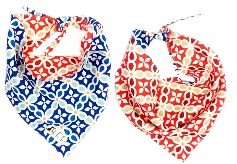 B&F 3 Pack Reversible Dog Bandana 3 Pieces - 6 Looks, Machine Washable Handmade pet Accessories. Scarves for Small, Medium,and Large Dogs. Mod. Mosaic - PawsPlanet Australia