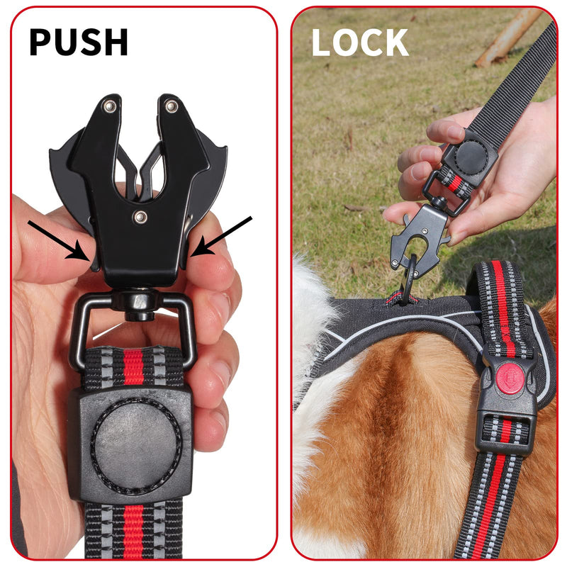 5FT Heavy Duty No Pull Nylon Dog Leash with Frog Clip, Highly Reflective Strong Pet Leashes with Durable Comfortable Safety Rubber Handle for Small Puppy & Medium Large Breed Dogs 1in x 5 ft Black with Red - PawsPlanet Australia