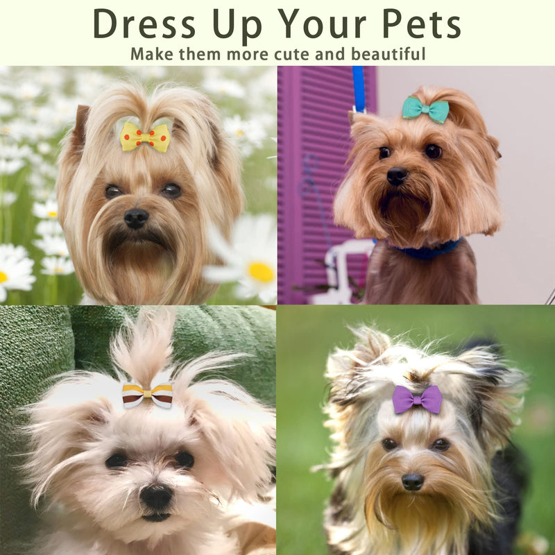 100Pcs/50Pairs Dog Bows Polka Dot Pet Hair Bows with Rubber Bands Puppy Pet Grooming Bows Varies Colors Dog Hair Accessories - PawsPlanet Australia