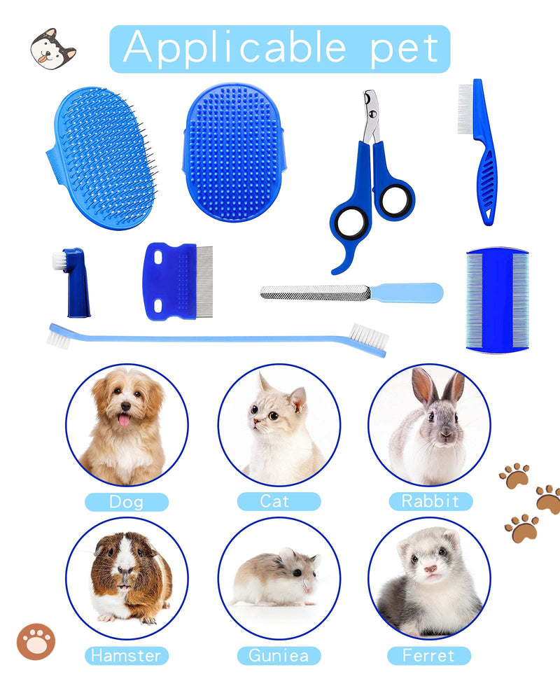 Ulobey 10 Pieces Dog and Rabbit Grooming Kit, Pet Hair Remover, Rabbit Grooming Brush, Pet Shampoo Bath Brush, Pet Comb, Cat Nail Clippers and Trimmers, Dog Toothbrush for Small Animals Rabbit Hamster - PawsPlanet Australia