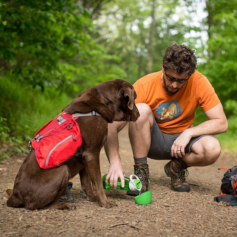 [Australia] - Kurgo Gourd 2 in 1 Dog Travel Water Bottle & Water Dispenser | Pet Water Bottle | Portable Water Dish for Dogs | Dog Travel Accessories | Detachable Bowl | PVC/BPA Free | Dishwasher Safe | Holds 24 OZ Barn Red 