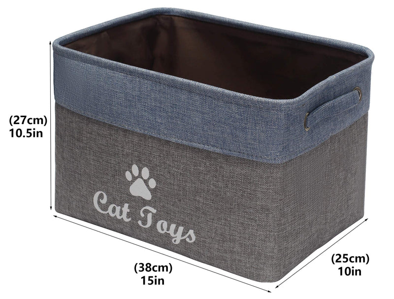 Geyecete Linen Storage Basket Bin Chest Organizer - Perfect for Organizing CAT Toys Storage,PET Shirts,CAT Coats, CAT Toys, CAT Clothing, CAT Dresses, Gift Baskets -Grey/Blue Grey/Blue - PawsPlanet Australia