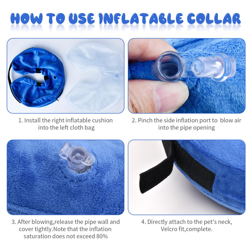 Inflatable collar for pets, dog protective collar, inflatable pet collar, soft adjustable comfortable neck collar for dogs and cats recovery after operations, anti-bite/lick (S) S - PawsPlanet Australia