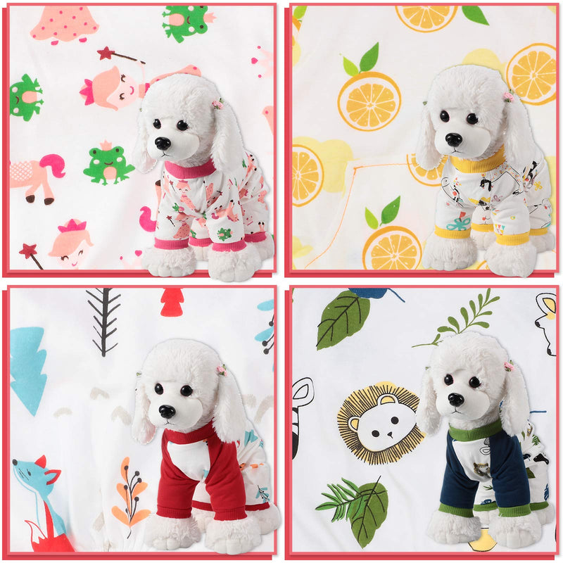 4 Pieces Puppy Dog Onesies Pet Dog Soft Pajamas Cute Pet Clothes Dog Jumpsuit Puppy Bodysuits for Pet Dog Cat Christmas, 4 Styles (Animals Patterns, Small) Animals Patterns - PawsPlanet Australia