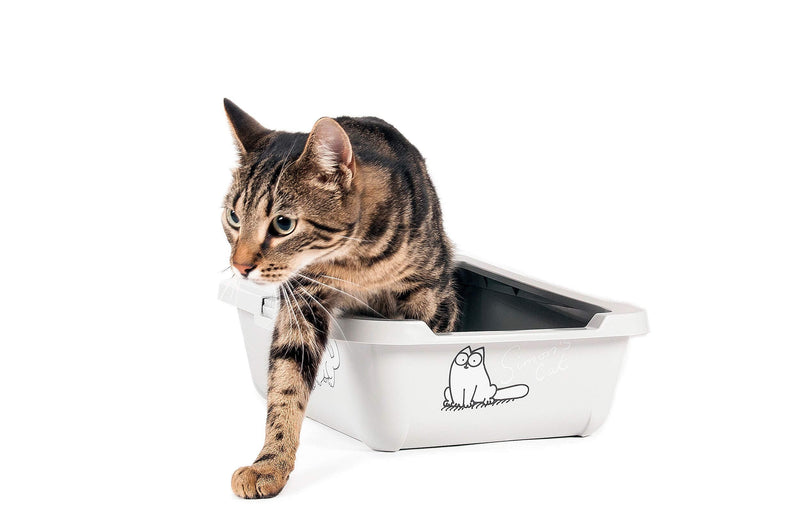 Simon's Cat, cat toilet with rim L: 43 cm W: 32 cm H: 16 cm gray - PawsPlanet Australia
