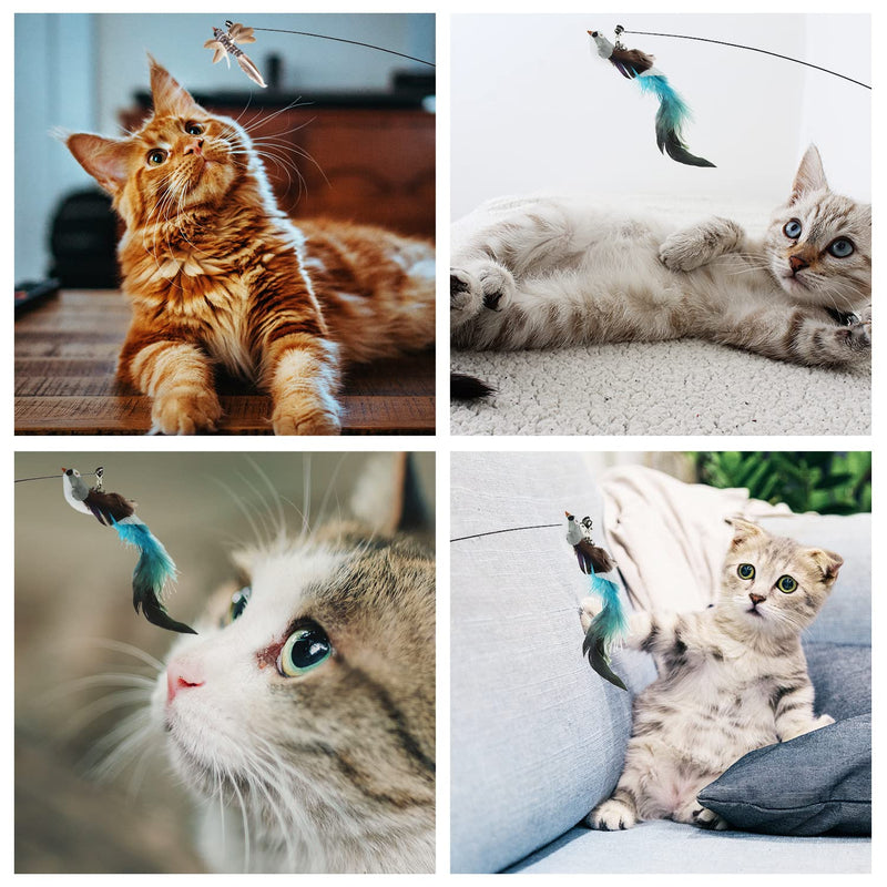 UGBO Interactive Cat Toy Intelligence Cat Toy Cat Fishing Rod Stable with Feathers Simucatstick Kitten Wand Flying Bird Cat Toys with Suction Cup for Small Large Cats A - PawsPlanet Australia